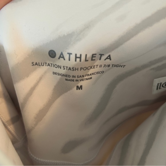 Athleta white and gray Salutation Stash Pocket II 7/8 leggings size medium - Picture 3 of 5